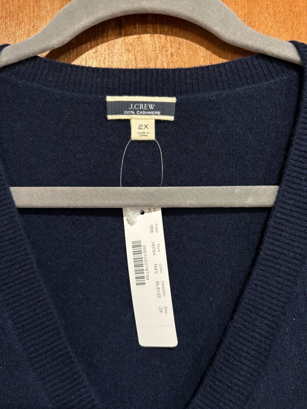 NWT J.Crew 100% Cashmere Oversized V-Neck Sweater Navy Blue 2X H0764 - Picture 3 of 7